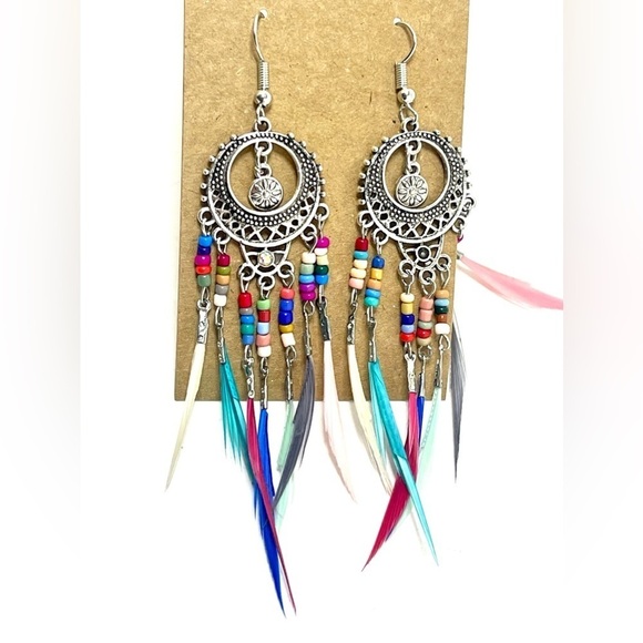 NEW INVENTORY Stunning Boho Feather Earrings​​ - Picture 1 of 5